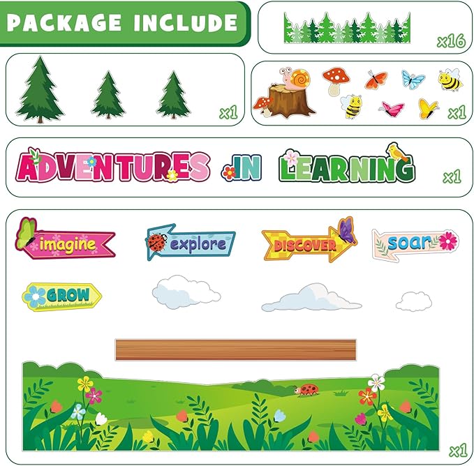 Spring Adventures Bulletin Board Set, Reading Bulletin Board Classroom Decoration Colorful Flower Signpost Cutouts March April Library Home Window Wall Decor for Teacher(Adventures In Learning)