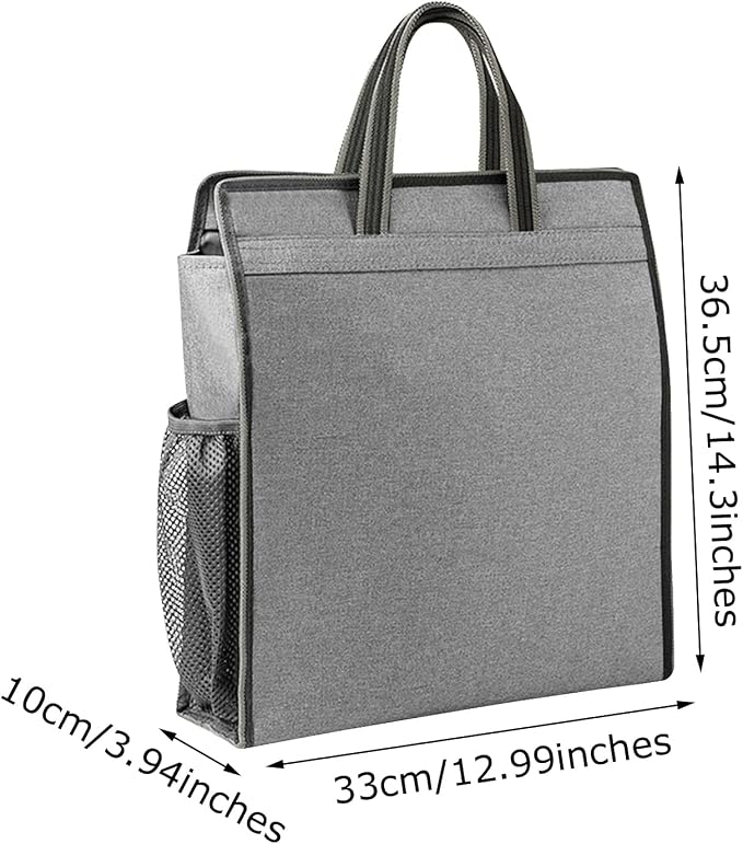 Oxford Zippered Document Bag with Handle File Tote Bag Pouch for Carrying Paper Files Books Filing Folder 1 Pack (Gray)
