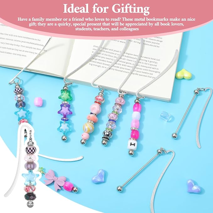 40pcs Beadable Bookmarks DIY Metal Blank Bar Bookmark for Beads Beaded Bookmark DIY Bookmarks Modern Bead Craft Jewelry Pendant Charm Gift for Book Lovers Student Teacher Office Supplies DIYMaking
