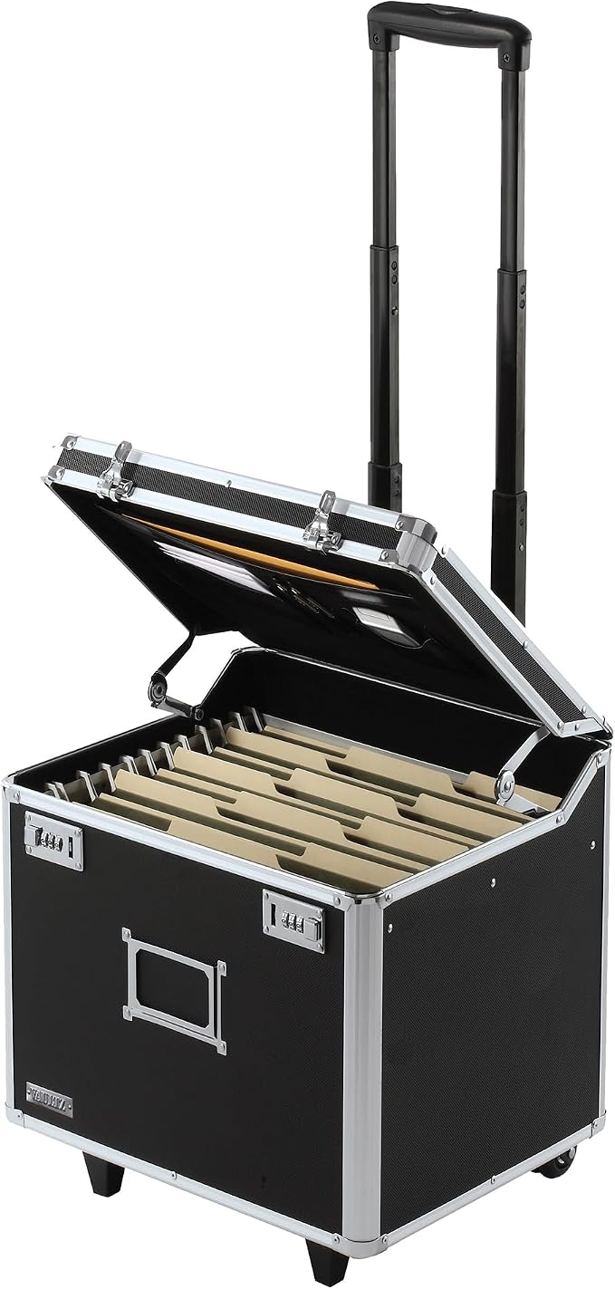 Vaultz Locking Mobile Business Case, Letter Size, 11 x 14.75 x 13.75 Inches, Black (VZ00348)