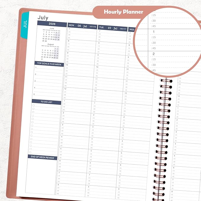 2026-2027 Appointment Book/Planner - Weekly Appointment Book 2026-2027, Jul.2026 - Jun.2027, 9"x 11", Daily/Hourly Planner 26-27, Planners with Colorful Tabs, Leather Cover, 15-Minute Interval