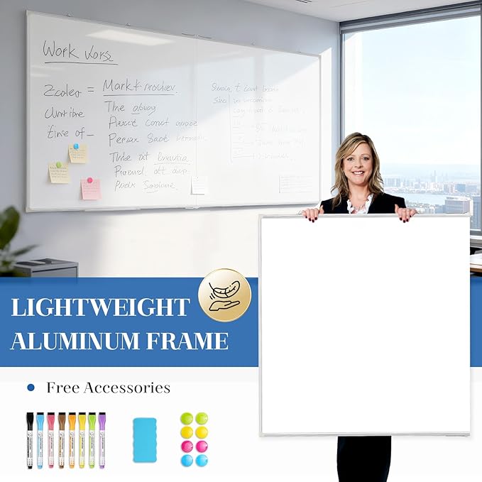 72" x 40" Double-Sided Large White Board, Foldable Magnetic Whiteboard Dry Erase Portable Wall Hanging Whiteboards for Home, School, Office