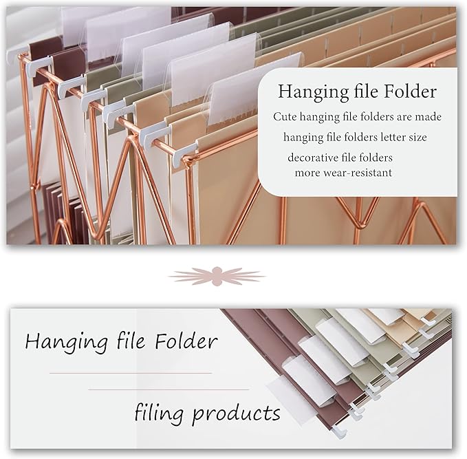 6 Pack Extra Capacity Hanging File Folders Letter Size Accordion Decorative File Folder Cute Colored Hanging Folder Organizer for Office Home with 1/5-Cut Adjustable Tabs, Selected Color Set 1