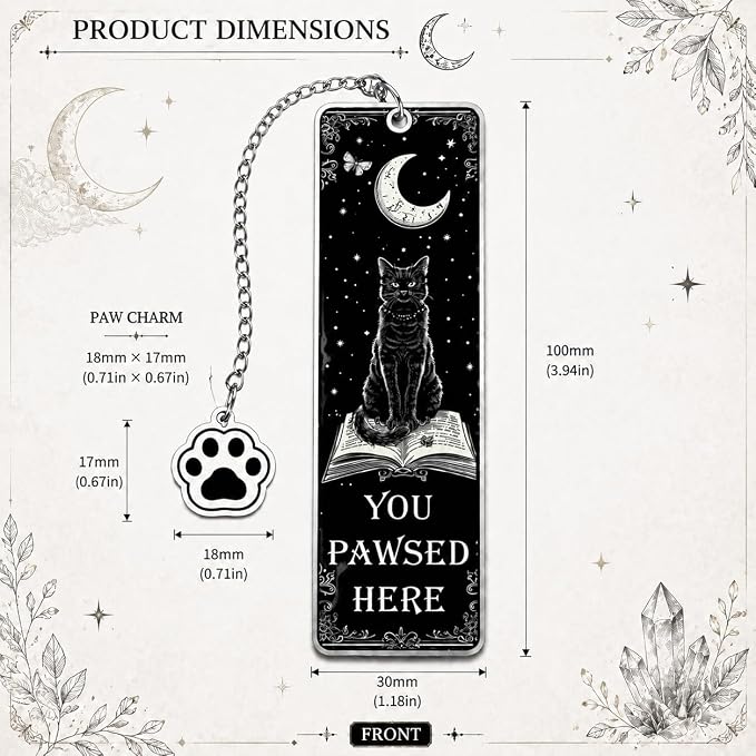 Cat Bookmarks for Book Lovers, Fathers Day Cat Lover Gifts for Men Women Readers, Black Cat Basket Halloween Boo Basket Stuffers, Cats Themed Gifts Mom Dad Cute Bookmarks Book Accessories Bookish Gift