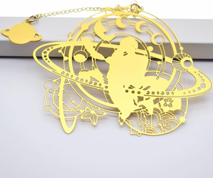 BLBMH Metal Bookmarks for Men Him Unique Christmas Birthday Gifts for Boyfriend Best Friend Anniversary Valentine’s Day Gifts - Astronaut and Moon Phases