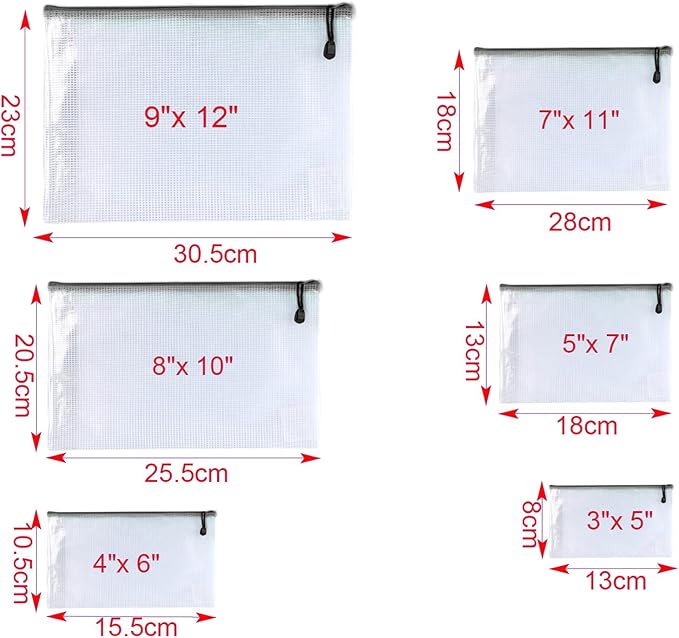 Plastic Mesh Zipper Pouch Document Folders Bag Zip File Bags for Organizing,Office Supplies, Board Game Organization,Home Storage-15 Pcs (Black, 4"x 6")