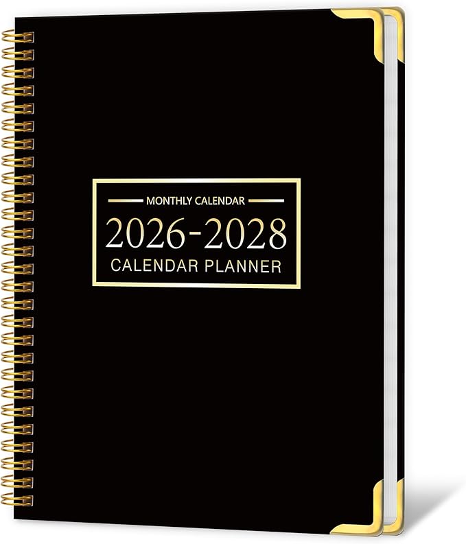 2026-2028 Monthly Planner - 3 Year Monthly Planner 2026-2028, Jan. 2026 - Dec. 2028, 8.5" x 11", 36 Months Calendar Planner with Spiral Bound, Notes Pages, Perfect for School & Office for Women & Men - Black
