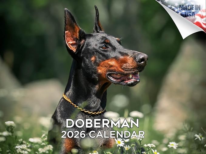 2025 2026 Doberman Calendar - Dog Breed Monthly Wall Calendar - 12" x 18" Open - Thick No-Bleed Paper - Giftable - Academic Teacher's Planner Calendar Organizing & Planning - Made in USA