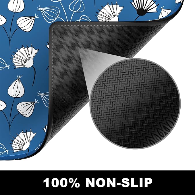 BOSOBO Large Mouse Pad, Desk Pad, XXL XL Extended Gaming Mouse Pad, Desk Mat for Office & Home, Long Keyboard Mat, Huge Mouse Pad, Desktop Full Cover 31.5 x 11.8 Inches, Minimalist Blue White Flowers