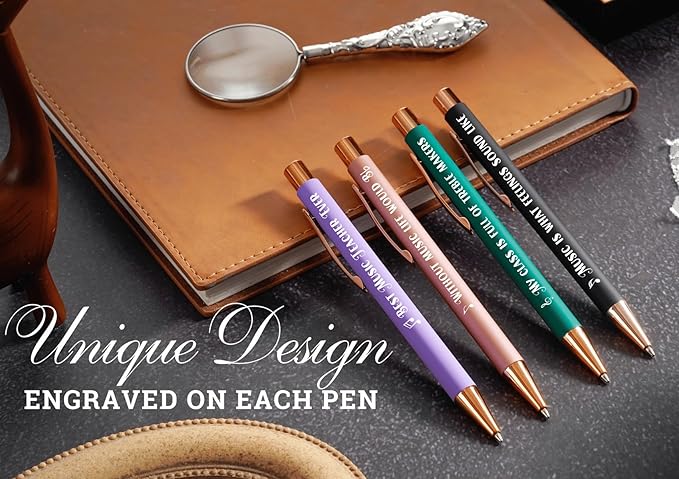 InnoBeta Music Teacher Gifts for Women, Ballpoint Pen Set of 4, Funny Gifts in Teacher Appreciation Day, Birthday, Christmas - Best
