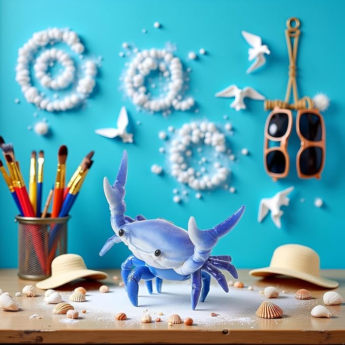 Blue New Japanese Creative Cute Crab Pen Holder Weightlifting Crabs Penholder Bracket Storage Rack Stationery Pencil Holders and Pen Holders Desk Supplies