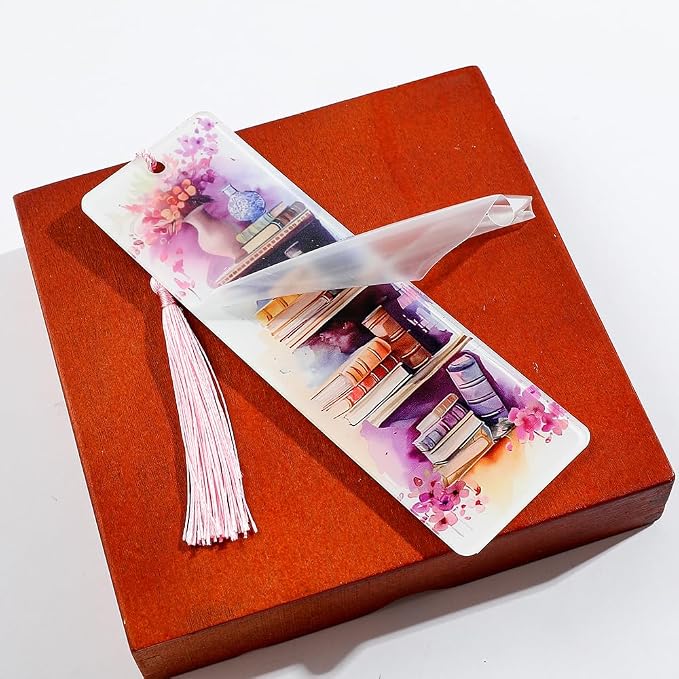 Colorful Art Flower Bookshelf Bookmark - Romantic Artsy Vibe Bookmarks, Perfect Reading Gift for Book Lovers, Bookworms and Friends (2pcs/Set B)