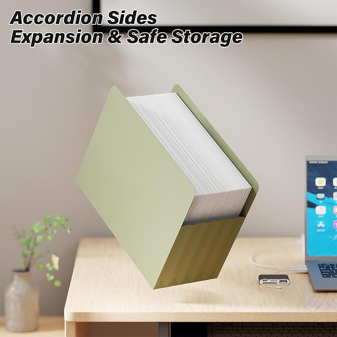 Ansook Expanding File folders,6 Pack Letter Size 5.25" Expandable Accordion File Folders,Heavy Duty File Pockets Folders for Cabinet with Straight-Cut Tab,Holds 8.5" x 11" documents & Manila Folder