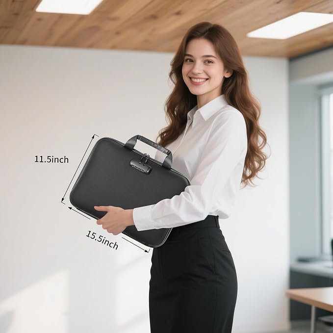 Fireproof Document File Organizer Bag, Black 5200°F Portable File Organizer Handbag With Lock,Hard Case Fireproof Waterproof Important Document Bag,Fire Safe Home Valuables Storage