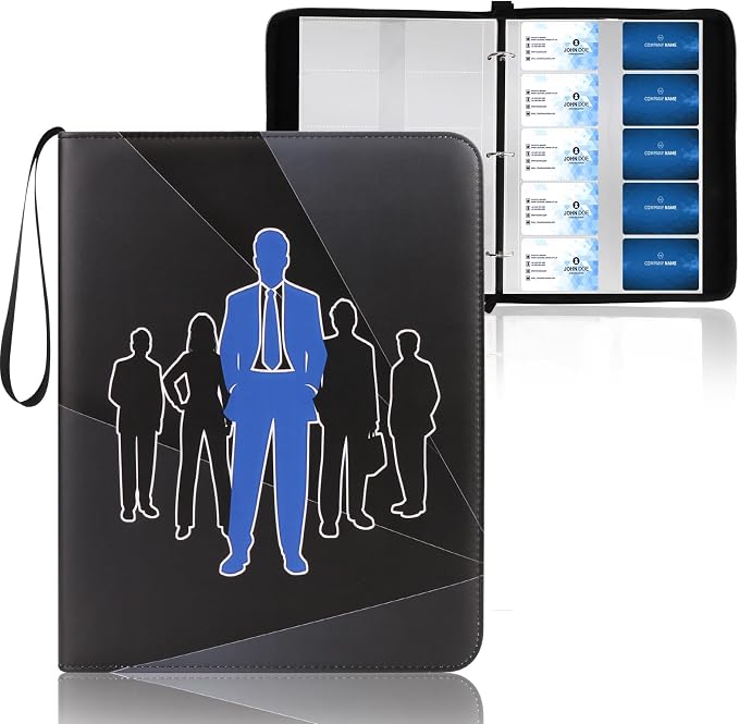 Leather Business Card Book Holder Organizer, Professional Name Card Book Holder with 800 Card Slots Capacity Booklet, Portable PU Credit Card Binder File Sleeve Storage for Men Women,40 Pack Sleeves