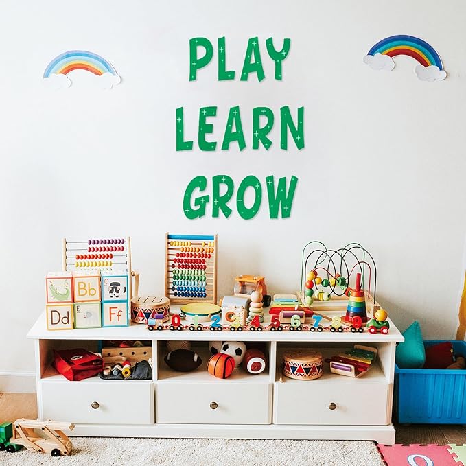 260 PCS Bulletin Board Letters 4 Inch Glitter Large Sticker Letters for Bulletin Board Self-Adhesive Alphabet Poster Board Letter for Classroom Home School Decor(Green)