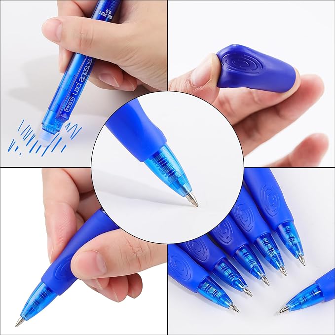 RIANCY 12 Pack Clicker Colored Erasable Gel Pens, 0.5mm Fine Tip, Multicolor & Assorted Ink with Eraser for Mistake Free Writing, Note Taking, Drawing, School & Office Supplies, Soft Grip