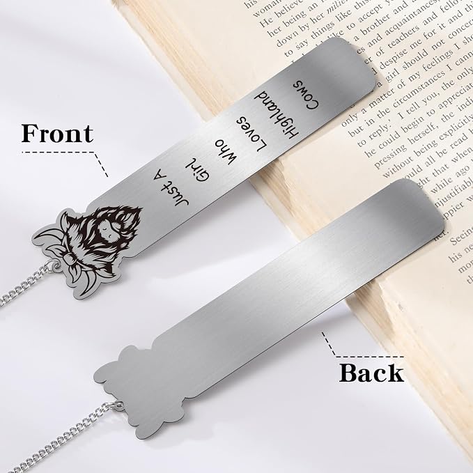 Funny Metal Bookmark Gifts - Cute Highland Cow Bookmarks Reading Women Girls Book Lovers Inspirational Page Marks School Accessories Students Friends Birthday Decorations Graduation Decor