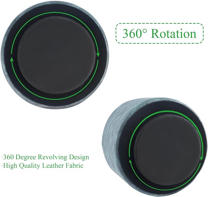 Round Leather Art Supply Organizer,Remote Control Holder,360 Degree Rotating,Multi-Functional Pencil Holder,4 Compartments Desktop Stationary Organizer(1-Camouflage Green)