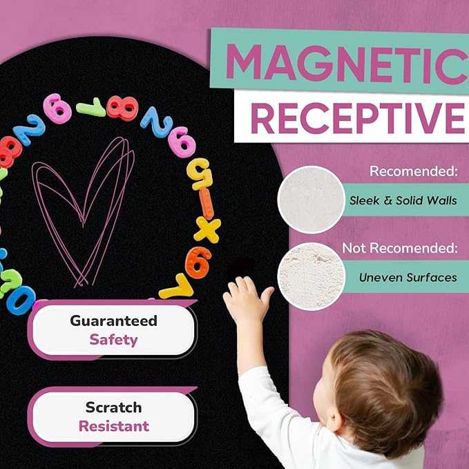 YOUNGJQ Magnetic Arch Wall Decal, Magnetic Chalkboard for Wall 42" x 32" Adhesive Backing Wallpaper (Black)