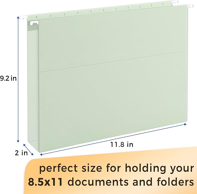SUNEE Hanging File Folders Letter Size, Pastel Colors, 25 Count Letter Size File Folders with 1/5-cut Tabs, Heavy Duty 2 Inch Expansion, Stay Organized for Your Home and Office Bulk File