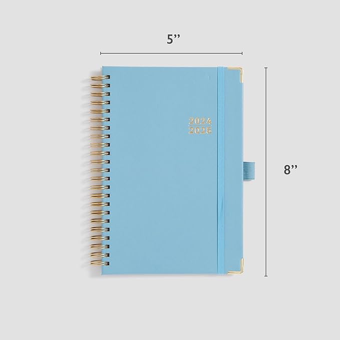Blue Sky 2024-2025 Academic Year Weekly and Monthly Planner, 5" x 8", Hard Cover, Wirebound, Blue Haze (150687)