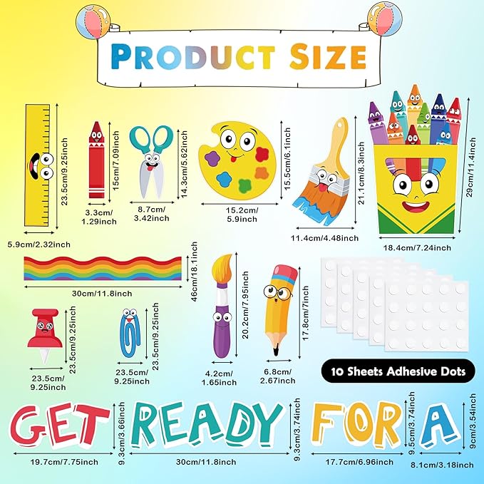 Pasimy 121 Pcs Crayon Theme Classroom Decorations Back to School Bulletin Board Border Set Colorful Crayons Name Tags Cutouts for First Day of School Teacher Supplies Classroom Chalkboard Wall Decor