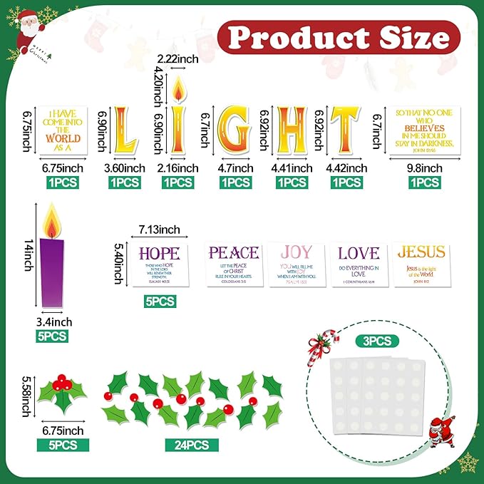 Tellingyou 47 Pcs Advent Bulletin Board Set for Classroom Advent Candle Cutouts DIY Christmas Church Bulletin Board Decorations for Kids Teacher Educational Learning Activities Religious Decorations