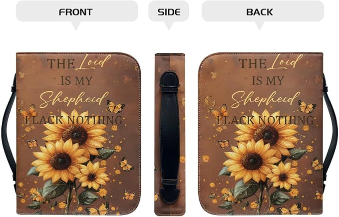 Bible Covers for Women with Handle Sunflower Butterfly Monogram Lightweight Large Bible Tote Bag for Man Waterproof Multi-Functional Man Bible Carrying Case