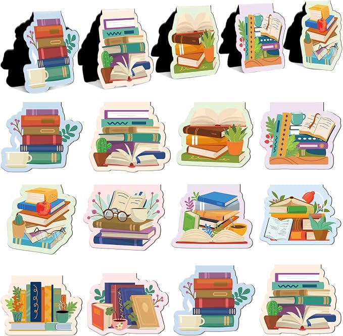 Skyygemm 30 Pcs Bookish Magnetic Bookmarks Book Lover Gifts Cute Page Markers for Librarian Bookish Book Club Lover Gifts Markers Accessories