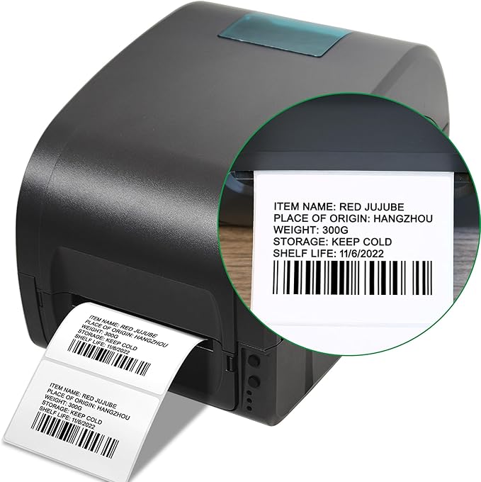 Hybsk 4x3 inch Direct Thermal Labels for Shipping, Barcodes, Address, Compatible with Rollo Label Printer & Zebra Desktop Printers (1 Roll White)