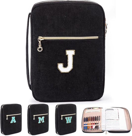 Bible Cover for Women, Initial Personalized Bible Gift - Bible Case for Men - Bible Holder - Bible Bag - Bible Carrier - Bible Carrying Case with Pockets for Bible Study Suppliers, Bible Accessories