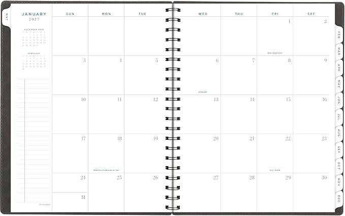 AT-A-GLANCE 2027 Planner, Weekly & Monthly, 13-Month Jan-Jan, 8.5" x 11", Signature, Gray (YP9050727)
