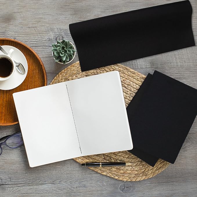 Book Cloth for Book Binding 57×17 Inch Black Fabric Surface Paper Backed Book Cover