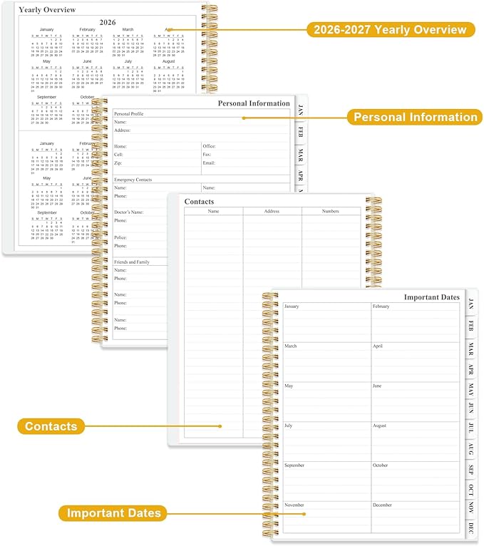 Planner 2026 - Weekly & Monthly Planner from January 2026 to December 2026, Agenda 2026 with Inner Pocket, Elastic Band, 8.5" x 11", Crushed Flower