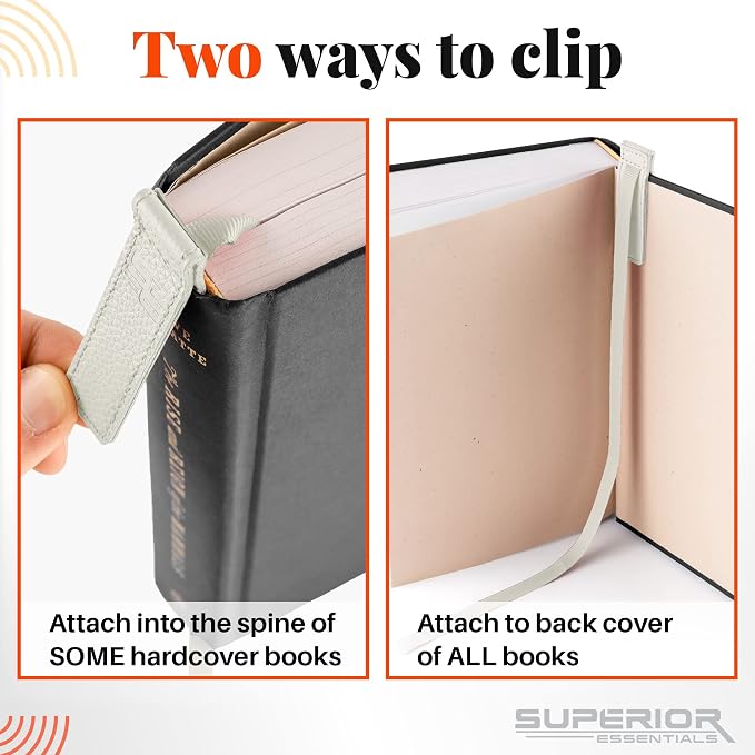 Superior Essentials Magnetic Bookmark-Genuine Leather, Single Long Ribbon Bible Bookmark for Book Lovers-Amplify Your Love for Books with Our Elegant Ribbon Page Marker (White, 3PC)
