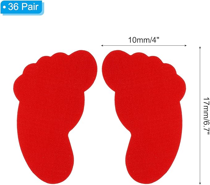 PATIKIL Foot Shaped Carpet Markers, 72pcs (36pairs) Nylon Floor Spots Markers Colorful Hook and Loop Marker Dots for Classroom Teacher Supplies, Red