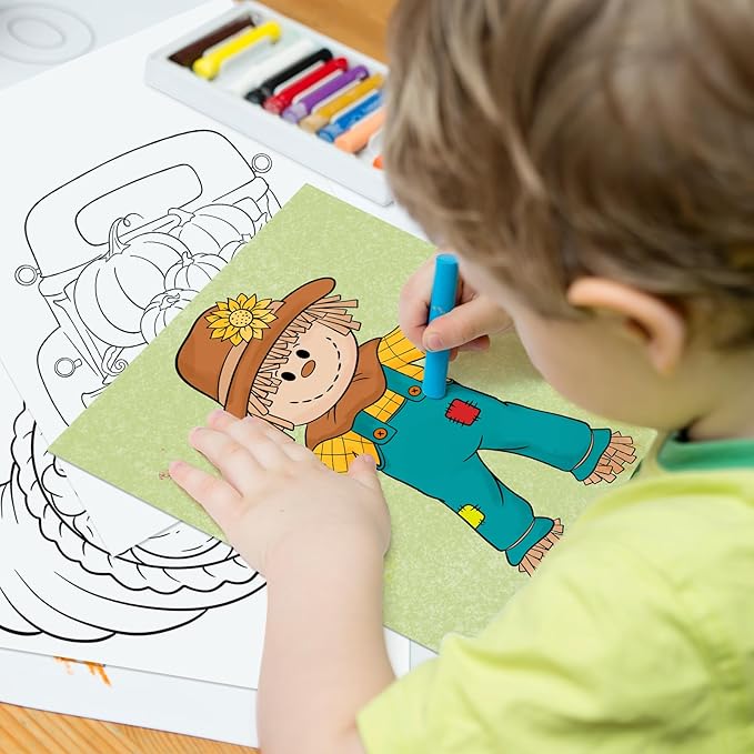 COCHIE 36PCS 8x10 Inches Fall Coloring Pages for Kids, Bulk Color Your Own Thanksgiving Paper Crafts Party Favors, Small Coloring Sheets Thanksgiving Day Gifts