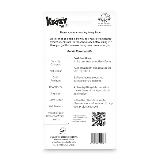 Krazy Tape Clear Bond Double Sided Mounting Tape, 1"x2", Pack of 24 Pre-Cut Pieces, Easy Lift Transparent Adhesive Strips for Glass, Leather, Metal, Drywall & Wood Surfaces, Indoor & Outdoor Use