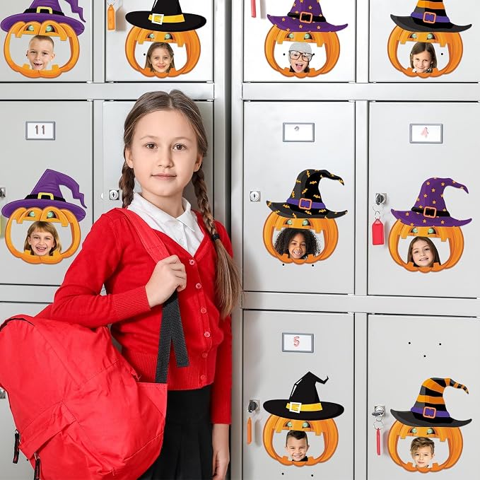 gisgfim 80Pcs Halloween Cutouts Witch Party Decorations Bulletin Board Pumpkins Witch Hat Paper Cut-Outs Classroom Decor for Fall Boy Girl DIY Craft Photo Wall Kindergarten Preschool Favor Supply