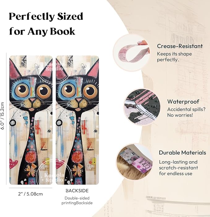 Kaciola 10PCS Funny Bookmarks for Women, Artistic Cat Theme Book Marks Bookish Items Gift, Cute Bookmarks for Women Booklovers Teachers Adults Reading