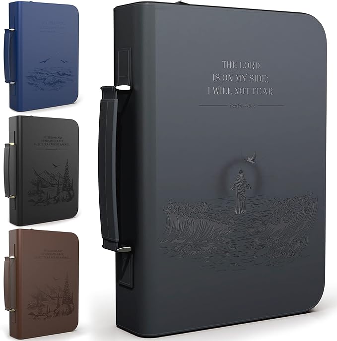 DEHITE Bible Cover Case for Men and Women – Leather Bible Carrying Bag – Pen Slots – Zippered Pocket – Premium Faux Leather