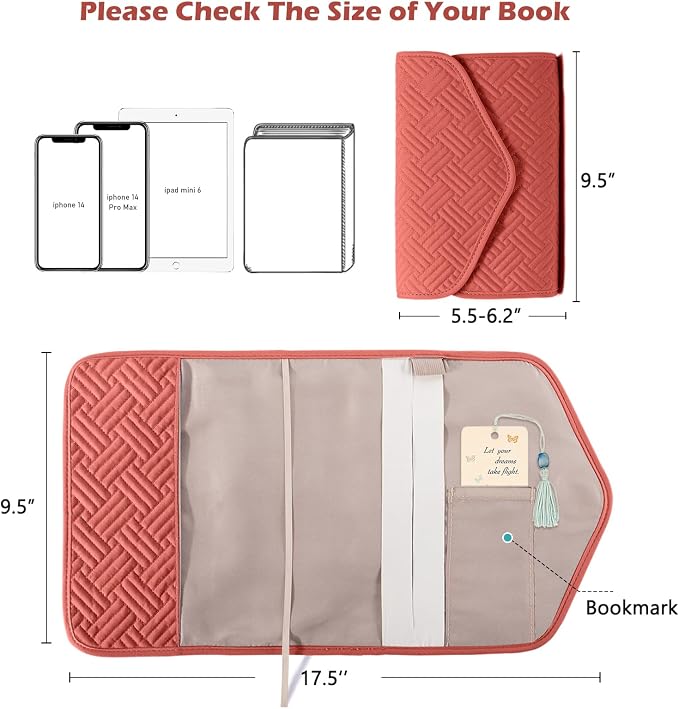 APLUFINE Reusable Book Cover with Magnet Closure - Adjustable Book Sleeve for Book Lovers Gift - Book Protector for Paperback -Book Covers for Hardcover - Book Pouch - Book Carrier