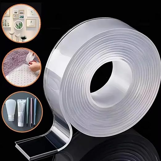 Heavy Duty Clear Double Sided Tape, 10FT Nanometer Mounting Tape Removable Waterproof, Two Sided Adhesive Tapes for Home Office Multipurpose 2mm 3m