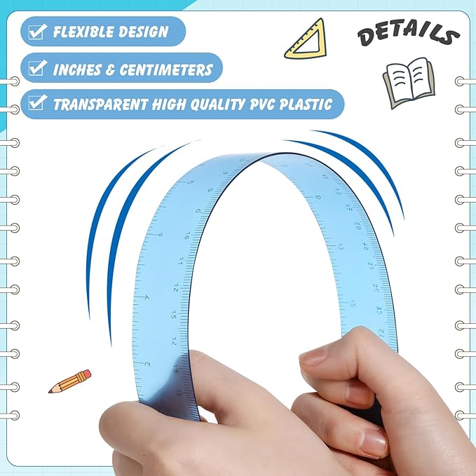 60 Pcs Plastic Clear Rulers 12 Inch, Transparent Assorted Color Ruler Bulk, with Imperial and Metric Scales for Home Office Supplies, Available in 6Colors(Ocean Colors)