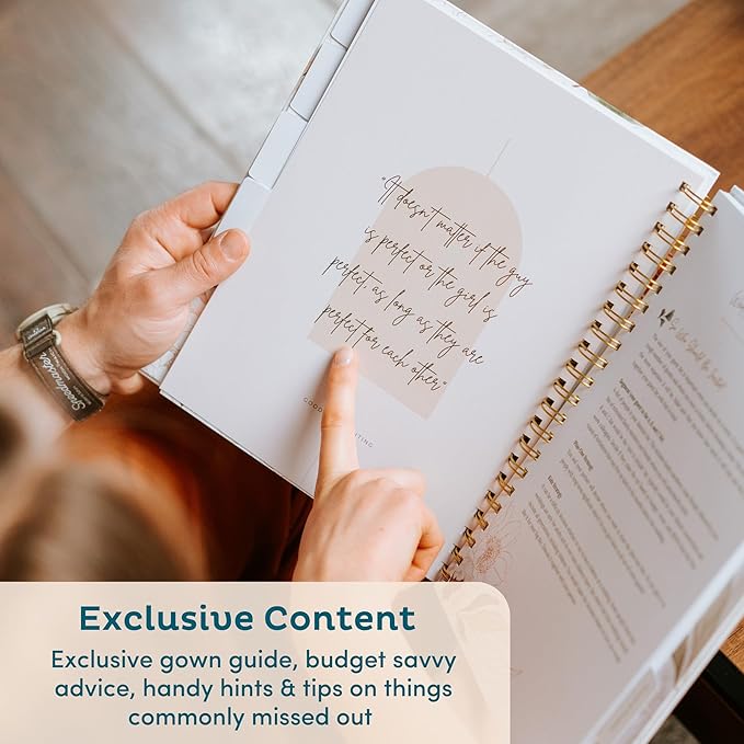 Timeless Premium Linen Wedding Planner Book and Organizer – Wedding Planning Book, Comprehensive Keepsake & Countdown Binder, Perfect Engagement Gift for Women, Customizable Front Photo Window (Rose)