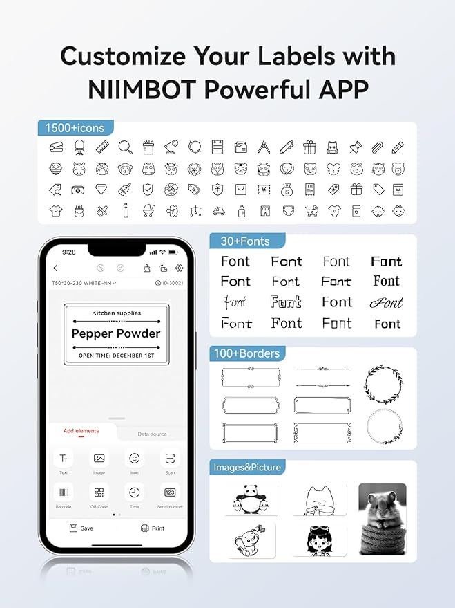 NIIMBOT Label Tape for B1/B21/B3S, 1.2" X 1.2" (31x31mm) Round, Thermal Label Sticker for Logo/Candles/Gifts/Mailing/Jars/Bottles, 210 Labels/Roll, White