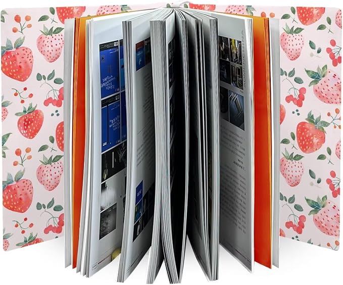 Dreaweet Strawberry Book Covers for Girls Stretchable Book Sleeve Protector 9 x 11 Inch Hardcover Book Socks Back to School Gifts