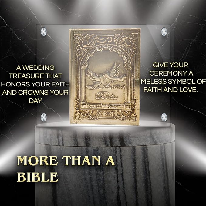 Biblia catolica en español para boda Metalic Beautiful Cover for Wedding Bible - Spanish Bible Large Print - biblia para boda - La biblia en español letra Grande - biblia y Rosario para boda catolica