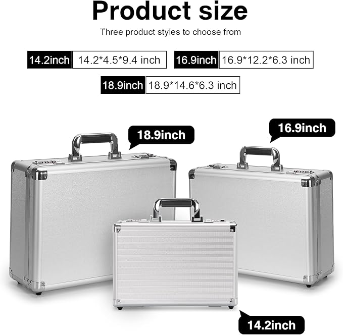 File Organizer Storage Box - 14.2 x 9.4 x 4.5 Inch Medium, Portable Locking Storage Totes with Dual Combination Locks for Passports, Medications and Small Personal Items- Silver